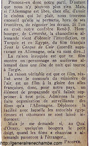 René Chambe - censures film Sous le casque de cuir - Echo de Paris 25mars1933 -1