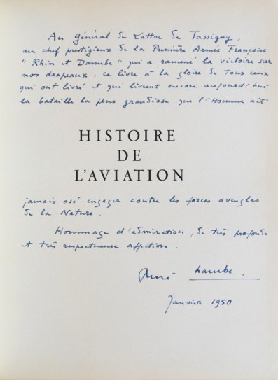René Chambe - Histoire de l-aviation envoi de Lattre de Tassigny 1950